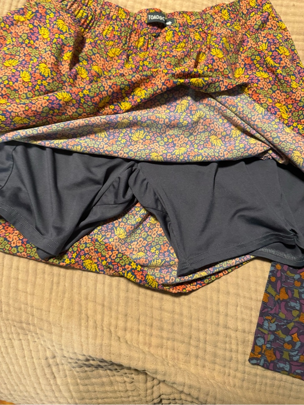 Toad&Co Floral Elastic Waist Skort Set in Yellow and Purple Accents - Picture 6 of 9